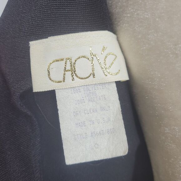 VINTAGE 80s does 50s dress Cache fit and flare green and black M - Picture 5 of 12